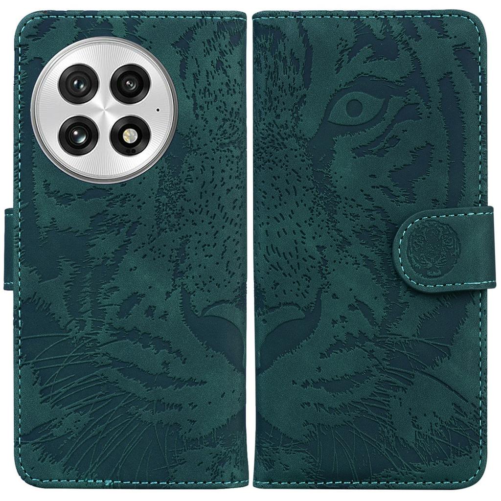 For OnePlus 13 Case Tiger Imprint Leather Wallet Phone Cover