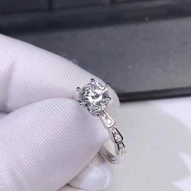 

Женское кольцо с шестигранным бамбуковым шарниром из муассанита, стерлинговое серебро S925, доступная роскошь, мода opening adjustable