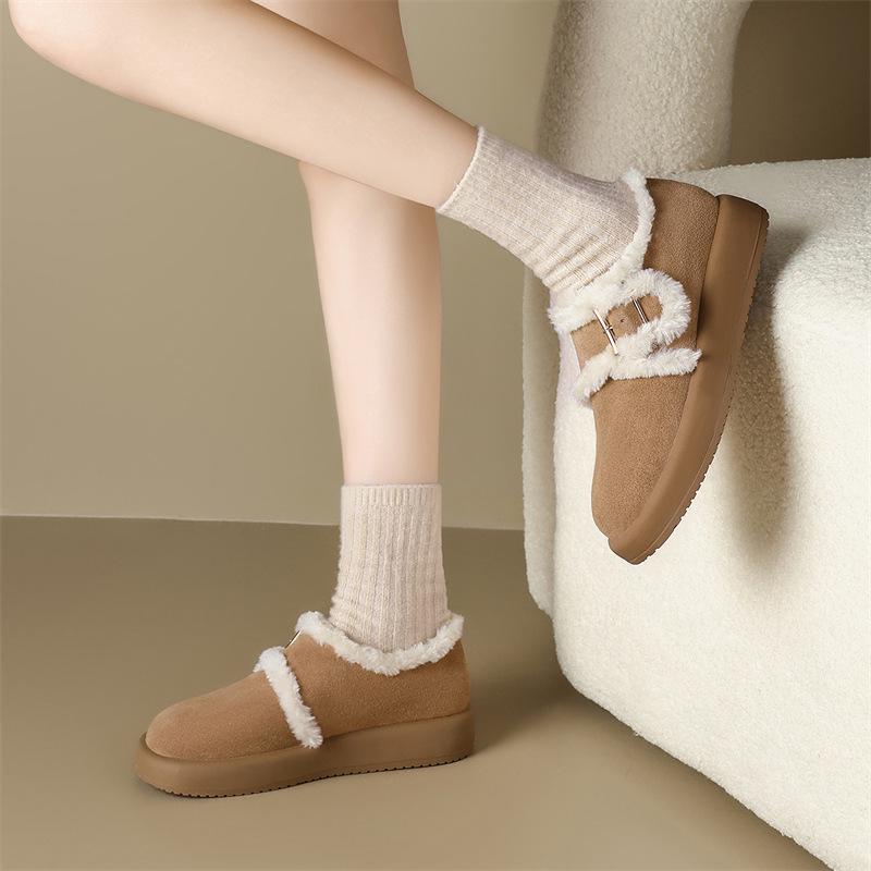 ZHR Zeze Plus Velvet Women's Genuine Leather Winter Snow Boots