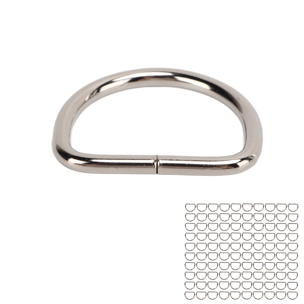 100 st Metall D-ringar Kraftig Hundhalsband D-formade Klämmor för Husdjur Bagage Bröstrem