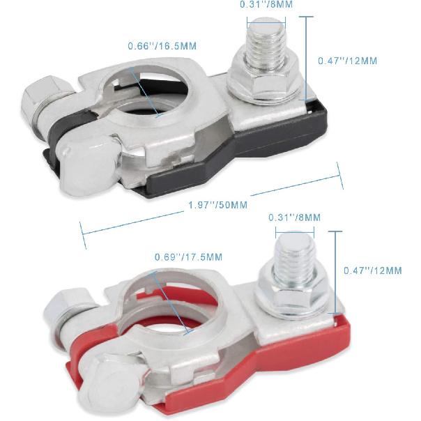 Premium Battery Terminal Connectors For Nissan, Positive And Negative 1 Pair, Good Contact, Corrosion Resistance, Fits For 243407F000 243407F001