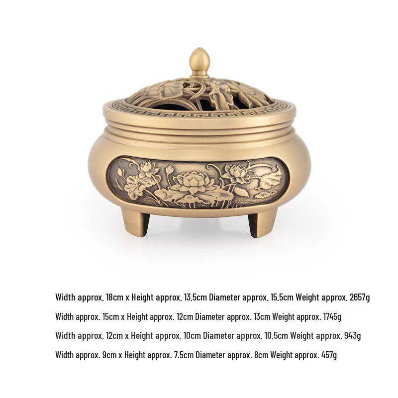 

Zen Brass Copper Agarwood Incense Burner - Three-Legged Design for Indoor Use 9x7.5 cm