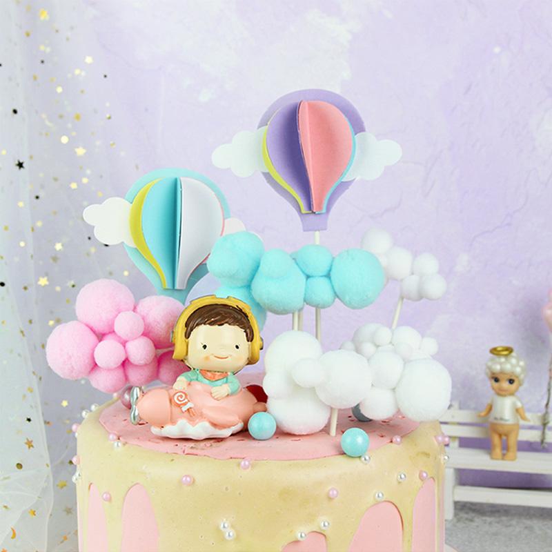 Unicorn Cake Topper Rainbow Cloud Balloon Cupcake Topper Kids Birthday Cake Flags Decor Baby Shower Girl Favors Cake Decorating