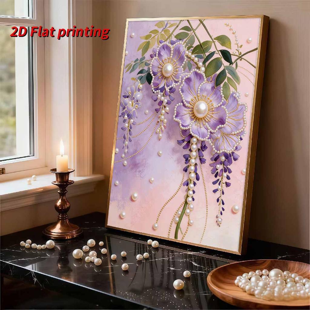 Handmade DIY Pearl Painting Purple Flowers Theme Bedroom Living Room Frameless Diy Handmade Sticky Diamond Creative Canvas Painting