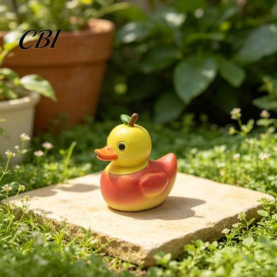 Unique Gifts for Friends Adorable Fruit Duck Figurine, Resin Apple Strawberry Peach Banana Sculpture, Mini Children Room Ornaments Desk Decor