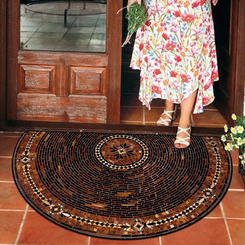 Entrance Door Mat Dust Sand Proof Floor Mats Outdoor Patio Doormat Plant Flower Home Decoration Rug Semi-Circular Carpet