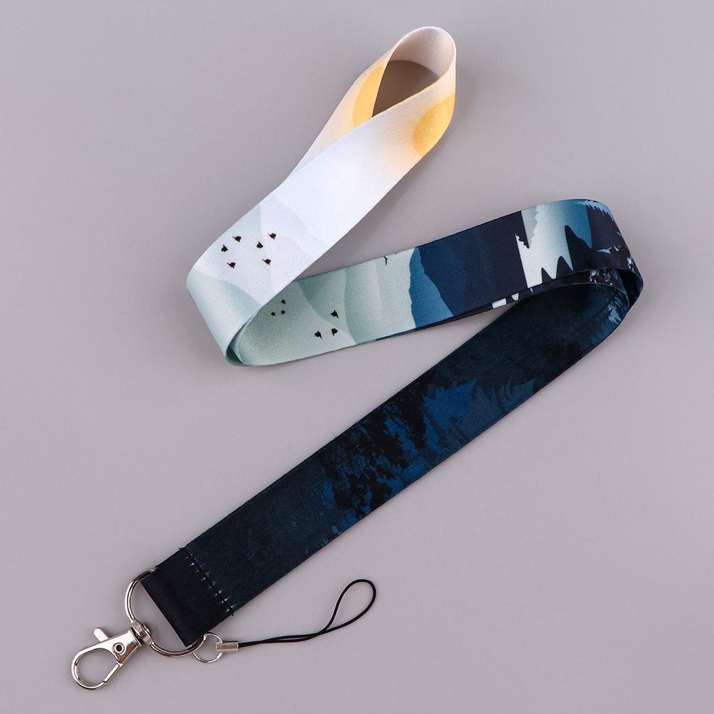 Minimalist Style Credential Holder Mountain Neck Strap Lanyard Phone Strap ID Badge Holder Rope Keychain Key Ring Accessory Gift