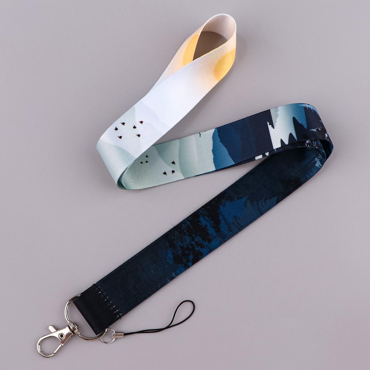 

Minimalist Style Credential Holder Mountain Neck Strap Lanyard Phone Strap ID Badge Holder Rope Keychain Key ring Accessory Gift