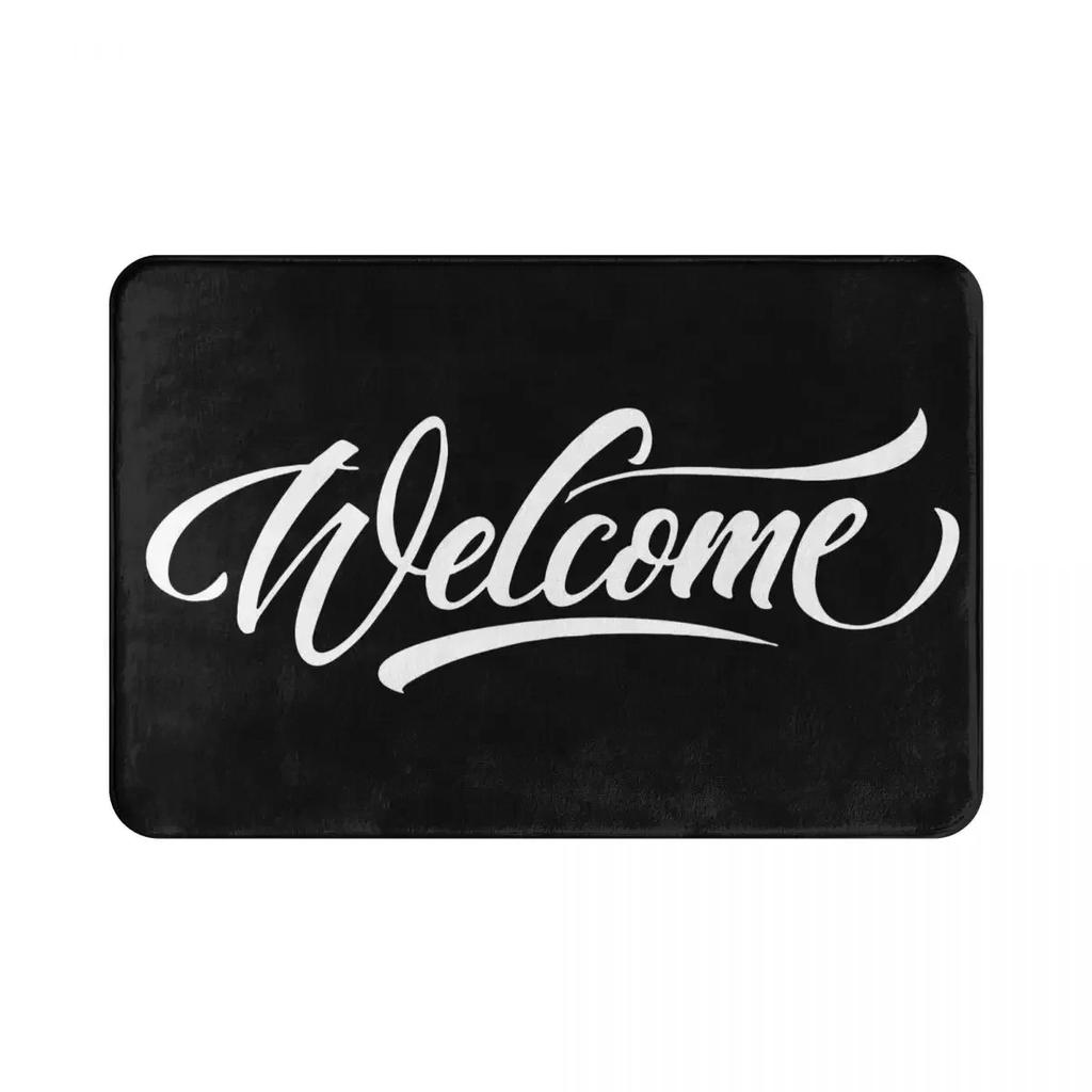 Welcome Letter Door Mat Flannel Bedroom Entrance Doormat Home Decoration Kitchen Balcony Floor Mats Bathroom Non-slip Carpet