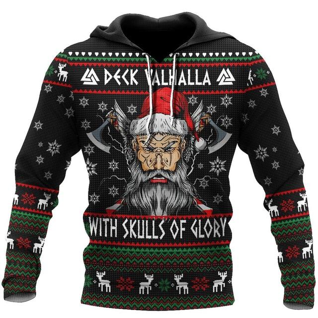 Vzor Vikings Podzim Pánské mikiny s kapucí Viking Mythology Potisk Unisex Pulovr Street Punk Bundy pro volný čas Kabát