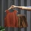 Sommerweste für Jungen Kinder Koreanischer Stil Trendige Kleidung Baby Hübsches Ärmelloses Zweiteiliges Set