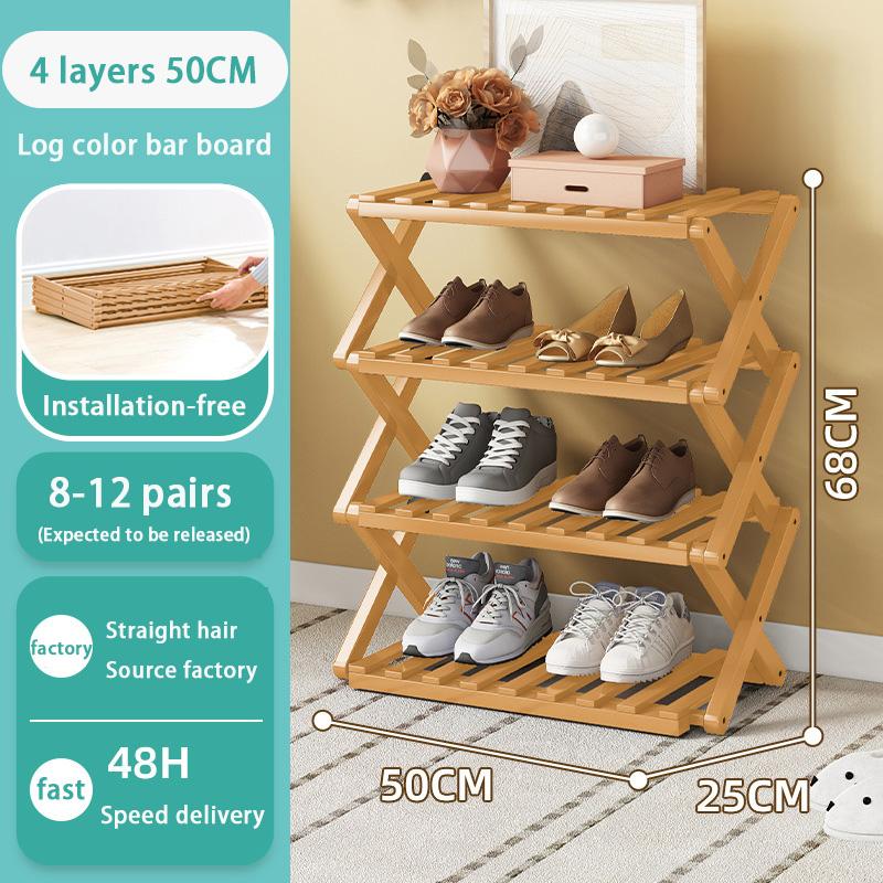 Folding Shoe Rack Multi-tier Shoe Rack for Entryway Balcony Potted Plant Shelves Simple Assembly Shoe Rack Make Of Bamboo