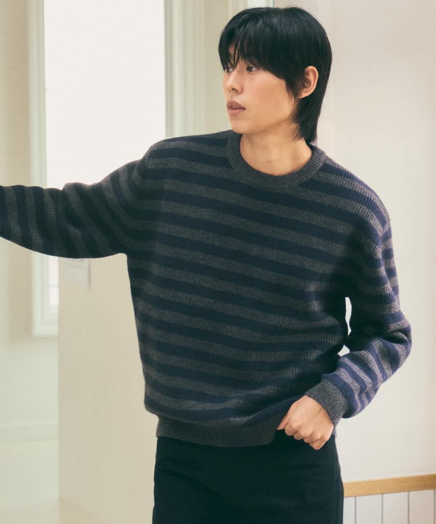 Wednesday Oasis Hush Hazzi Stripe Round Knit_Charcoal(Wc25-Kn60)