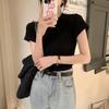Kurzarm-T-Shirt für Damen Vorne Schultern für Damen Im Sommer Neues Slim-Basisshirt
