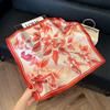 Fashion Black and White Printing Temperament Square Scarf Imitation Silk Korean Version Decorative Scarf Scarf Professional Decorative Shawl Silk Scar