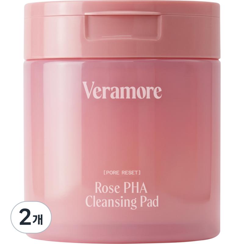 Veramore Rose PHA No-Wash Eye Remover Cleansing Pads, 70 Pads, 2 Pcs