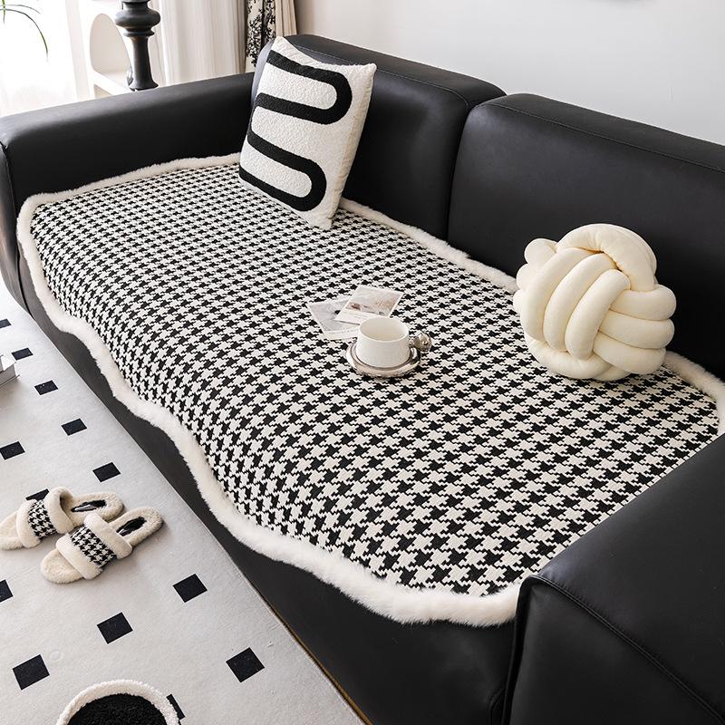 Houndstooth Irregular Shaped Sofa Cushion Four Seasons Anti-Slip Cushion Autumn and Winter Style New Sofa Cover