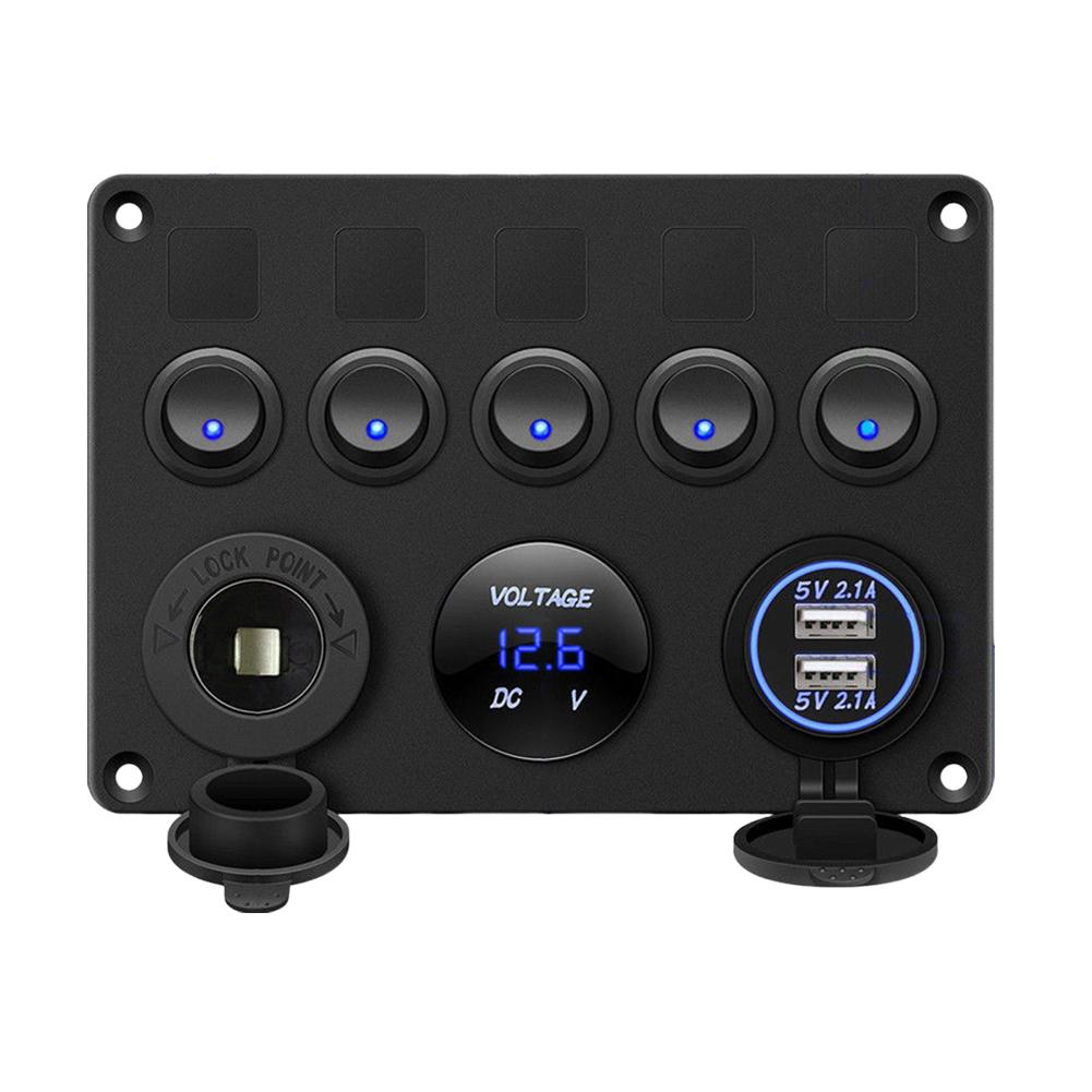 

5-клавишный 12 В/24 В встроенный предохранитель панель переключателей для лодки водонепроницаемая панель переключателей для автомобиля аксессуары для автомобиля морской лодки грузовика прицепа каравана синий