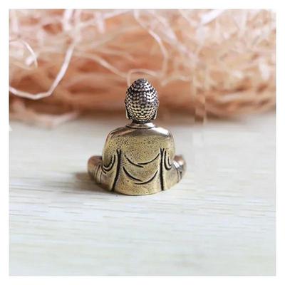 Small Creative Craft Mini Portable Vintage Brass Buddha Statue Pocket Sitting Buddha Figure Sculpture Office Desk Decor Ornament