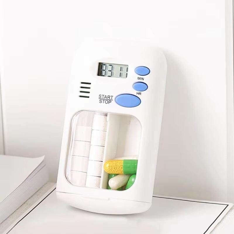 LED Display Mini Pill Reminder Box Portable Alarm Timer Medicine Organizer Waterproof 7 Compartments for Hiking Travel Use