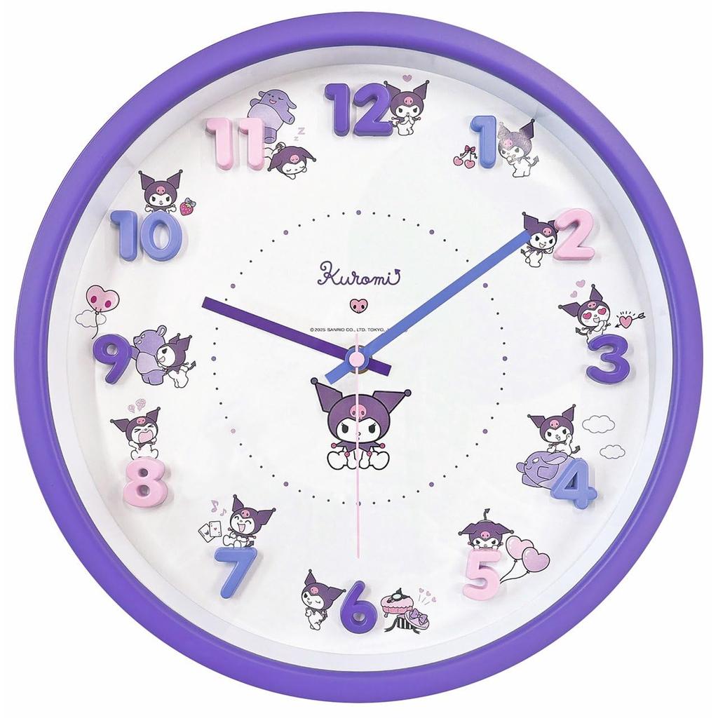 Kuromi Wall Clock, Icon, Continuous Second Hand, Wall Clock Set (Clock, Hook)