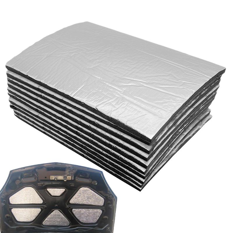 Sound Deadener For Cars 10pcs Hood Insulation Pad Automotive Noise Deadening Mat With Adhesive Backing Heat Sound Deadening