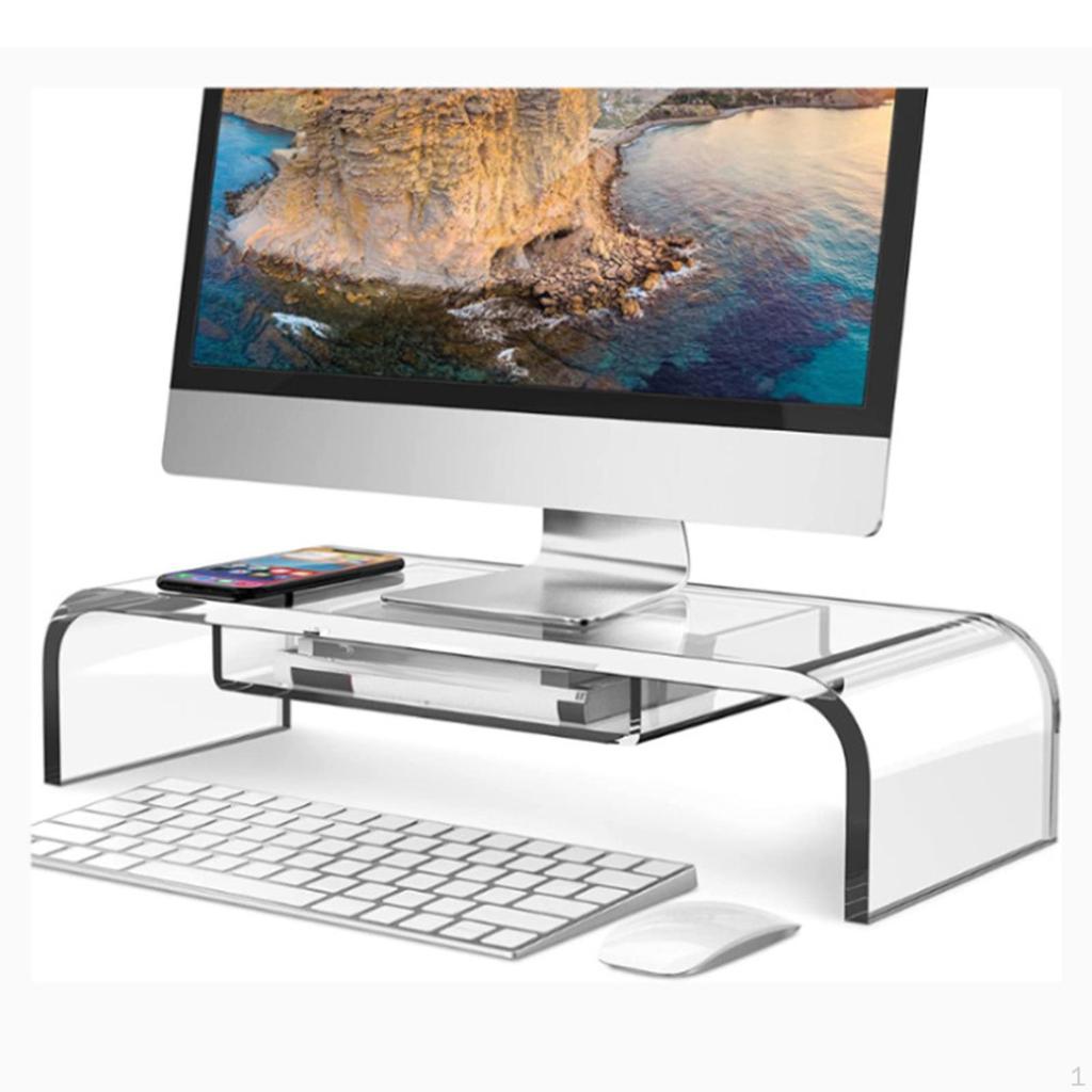 Rehausseur D’Écran Ordinateur – Support Moniteur Bois & Plastique, Rangement Bureau Ergonomique
