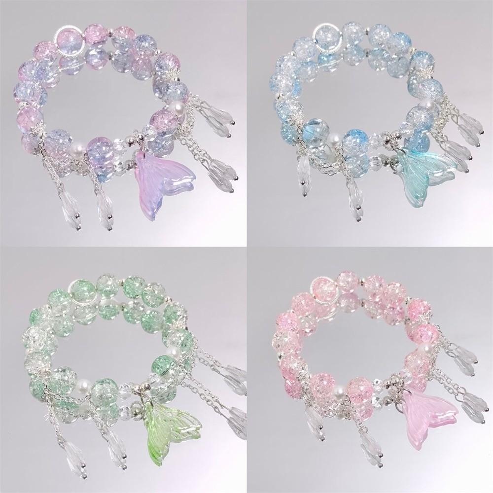 Colorful Beads Fishtail Crystal Bracelet Exquisite Sweet Lucky Hand Chain Lucky Charm