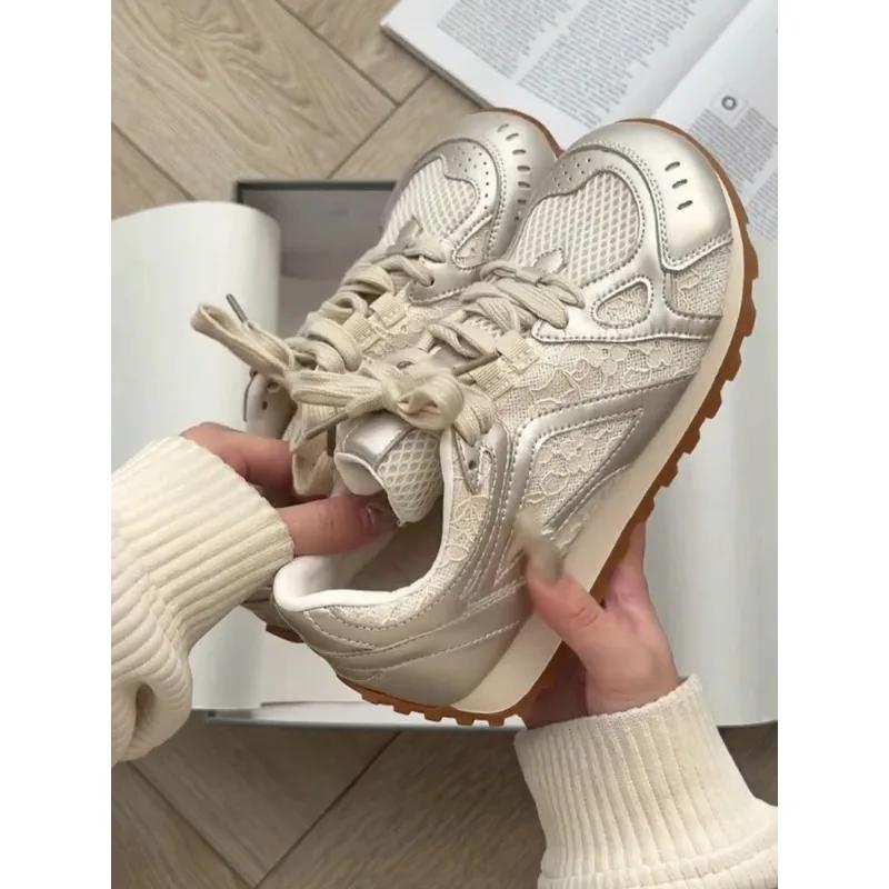 Модные сетчатые кроссовки на полой платформе для женщин — фото 4