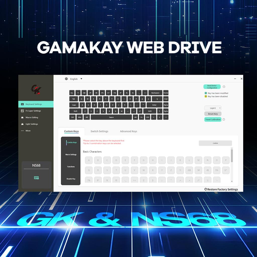 GAMAKAY X NaughShark NS68 Wireless Keyboard - Rapid Trigger (0.01mm)  8000Hz  Outemu Peach Crystal Magnetic Hot Swap 2.4GHzBluetoothUSB-C 65% Compact