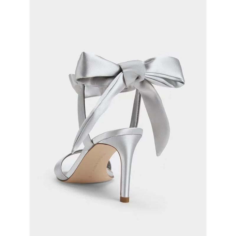 Fashion French Fairy Wind with Sandals Women 2025 Summer New Open Toe Square Thin Head with Bow Satin Fashion High Heels