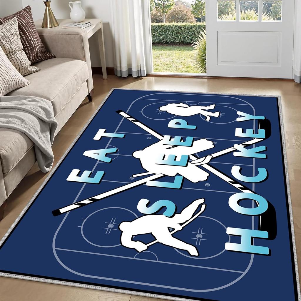 Racing Track Area Rug Street Speed Theme Floor Mat Creative Game Room Decor Non-Slip Carpet for Boys Playroom Nursery Decor