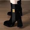 Fashion High Heels Women Ankle Boots Elegant Chunky Suede Shoes Designer 2025 Winter Trend New Fashion Party Boots Woman Pumps Botas