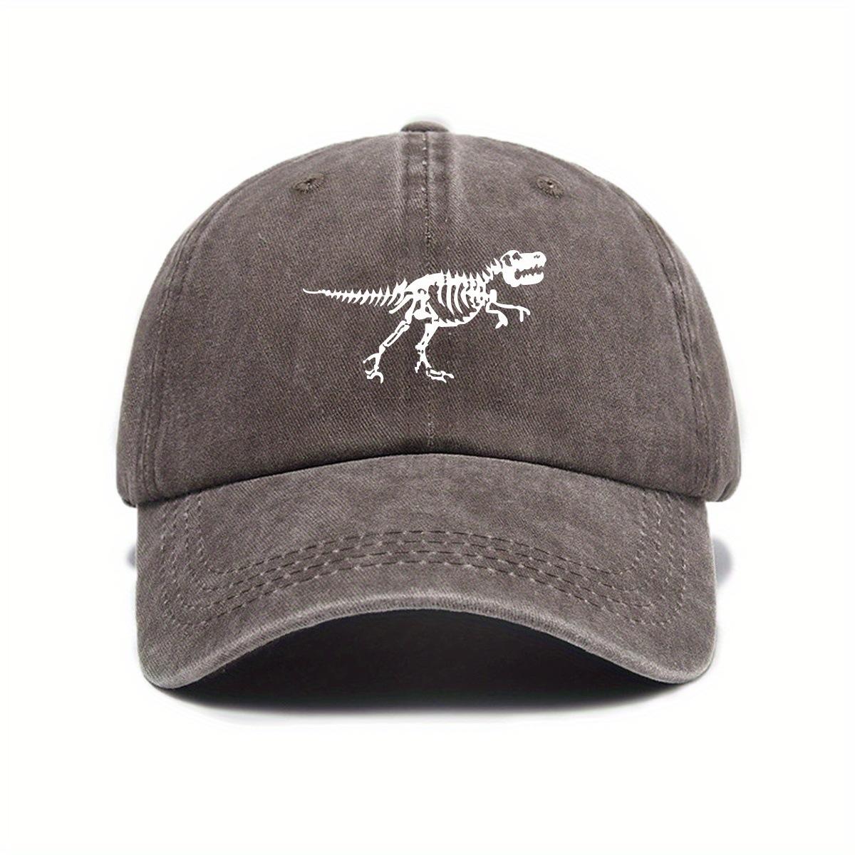 

1Pc Retro Washed Dinosaur Skeleton Printed Baseball Caps For Men,Fashionable And Casual Adjustable Dad Hat For Outdoor Sports Adjustable