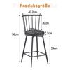 Modern Metal Bar Stool in Windsor Style with Upholstered Seat for Kitchen Islands, Bars, Restaurants; Bar Height; Vintage and Minimalist Style