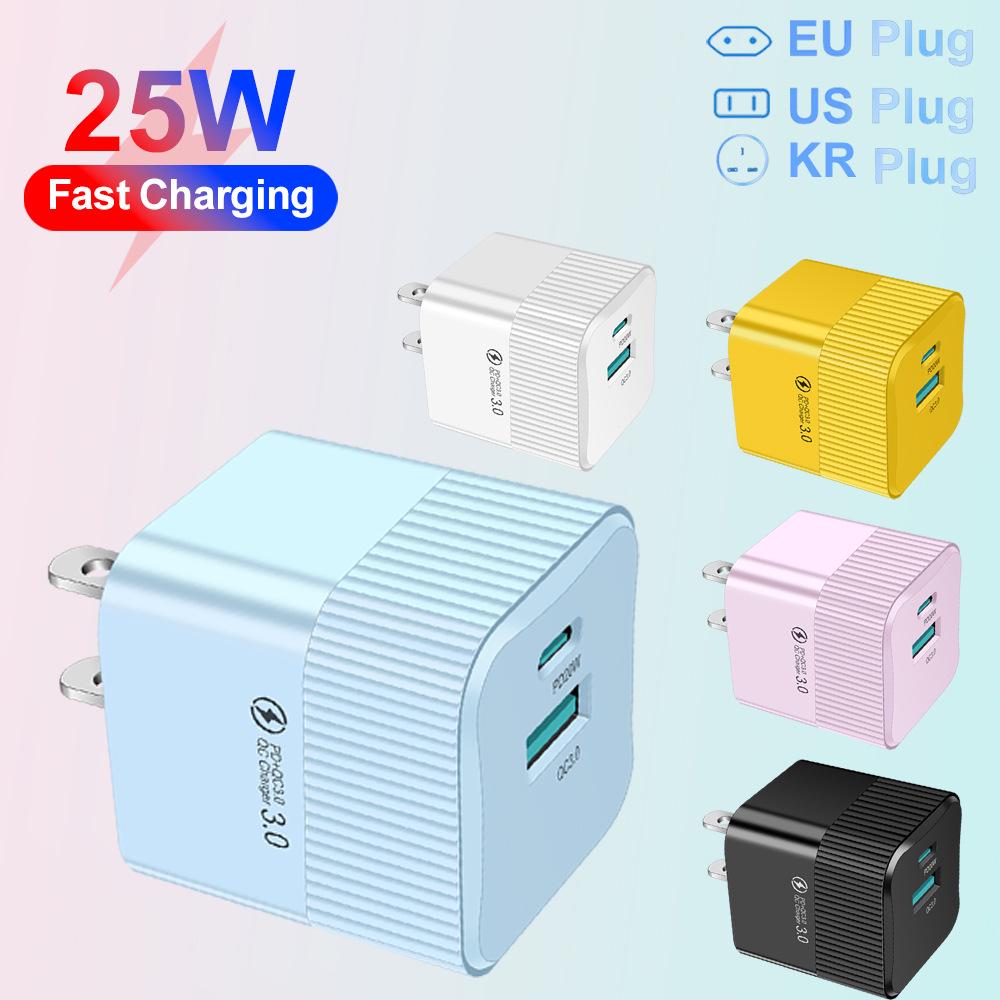 Macaron USB+PD Super Fast Charger - EU, US, KR Compatible Mobile Phone Charging Adapter