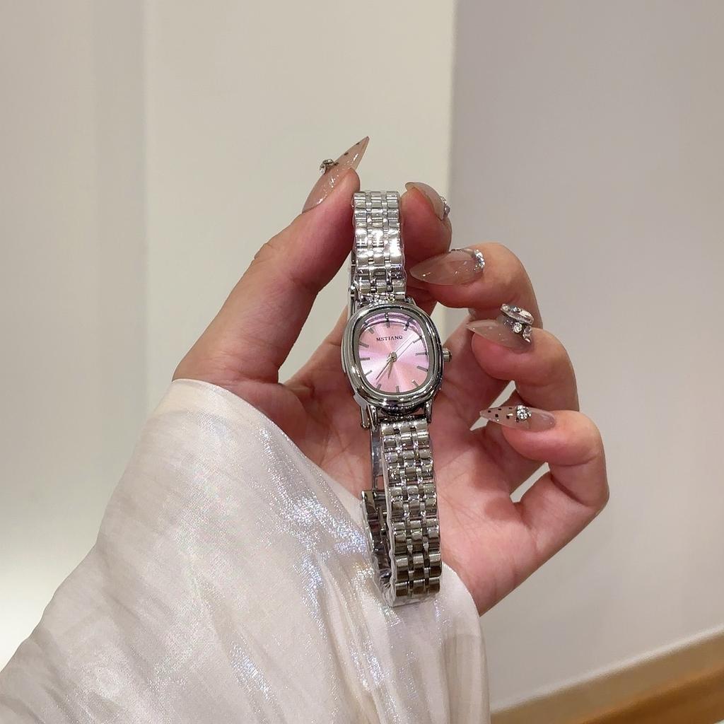 Elegant Oval Shape Women Quartz Watches Simple Mesh Strap High Aesthetic Luxury Minimalist Design Ladies Wristwatches Gifts