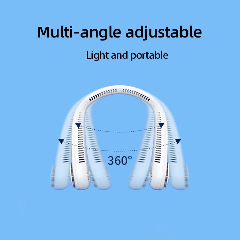 Compact Rechargeable USB Electric Neck Fan Custom Logo Cooling Air for Outdoor Sports & Car/RV Use Portable Box Installation