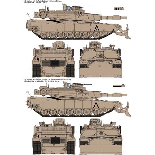 Ryefield Models 1/35 Scale US Marine Corps M1A1 FEP Abrams with Dozer Blade Plastic Model Kit RFM5048