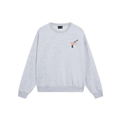 Li Ning Skateboard Series Letter Print Loose Pullover Sweatshirt Unisex Sweatshirt Flower-Gray AWDT155-3