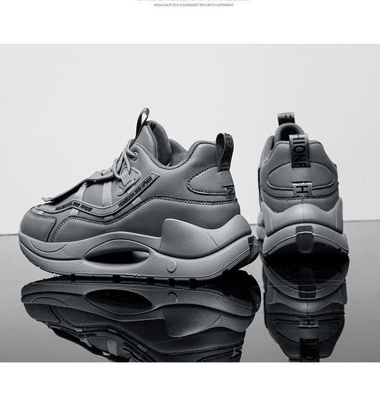 Men's Height-Boosting Leather Shoes: 10cm, 8cm, 6cm Options, Casual Sports, Thick-Soled for Autumn/Winter.