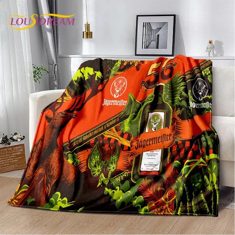 3D German Jaegermeister Logo Elk Soft Flannel Blanket for Beds Bedroom Sofa Picnic,Throw Blanket for Cover Outdoors Leisure Gift