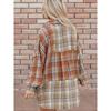 2025 Autumn New Plaid Color Matching Shirt Outerwear Women European and American Leisure Loose Mid-Length Single-Breasted Shirt