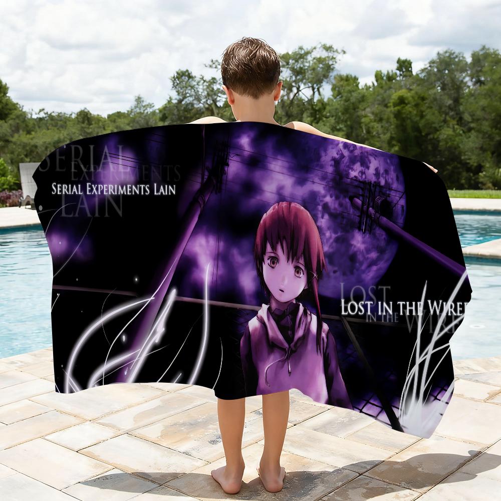 Anime S-Serial E-Experiments Lain Towel Soft Lightweight Anti-Sand Large Beach Towel Quick-Drying Bath Sports Family