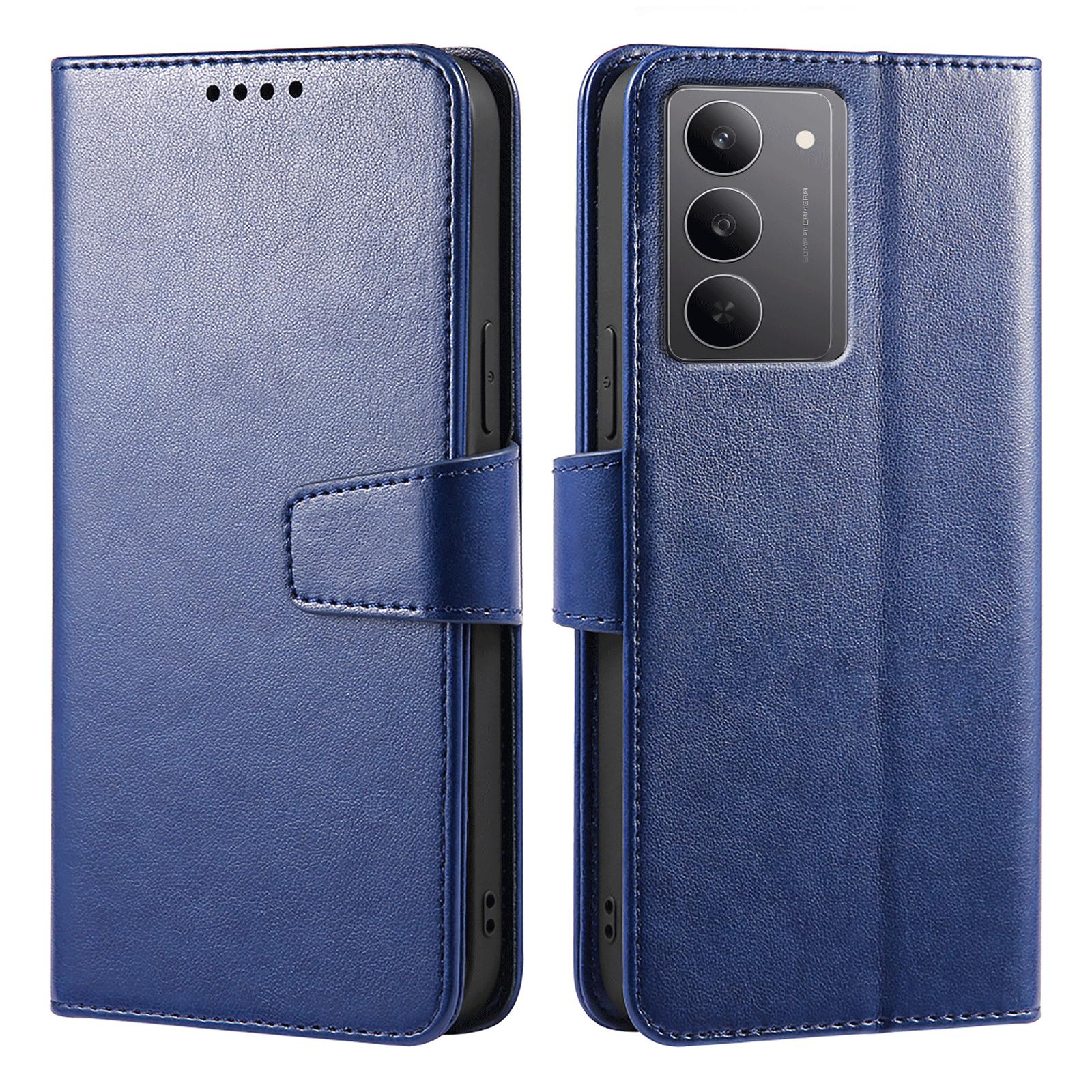 

For Realme 14x (India) 5G Case Stand Card Holder Wallet Leather Phone Cover Blue