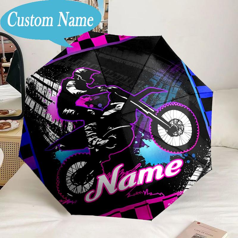 Custom Name Umbrella Sport Bike Umbrella 8-Frame for Travel, Camping, Casual Lightweight Portable, Essential for Family Gifts