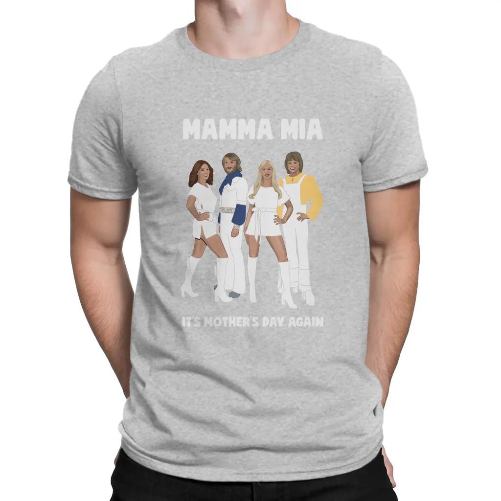 Fashion Mamma Mia Music T-Shirts for Men Round Neck 100% Cotton T Shirt A-ABBA Band Short Sleeve Tee Shirt Birthday Present