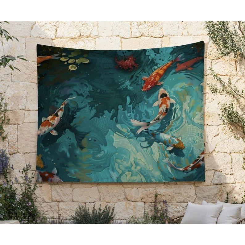 Koi fish tapestry 75x100 чёрный