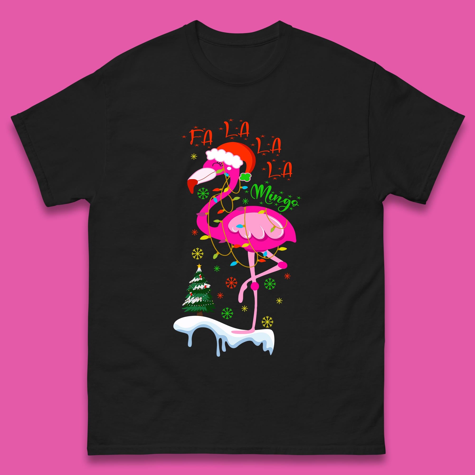 Fa La La La Mingo Flamingo Christmas Mens T Shirt Womens Tops Tees S