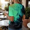 Damen Kurzarm Henley Hemd mit Knopfleiste Leinen Baumwollmischung Lässige Bedruckte Bluse Leicht Atmungsaktiv Sommer Oberteil